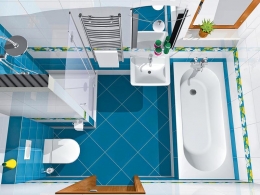 Obklad koupelny je vybrán z kolekce Felicity (Villeroy &amp; Boch), dlažba stojí 1 273 Kč/m², bílý obklad 724 Kč/m², barevný obklad 838 Kč/m². Sprchový kout tvoří jednoduchá vanička zapuštěná do podlahy a čiré skleněné dveře