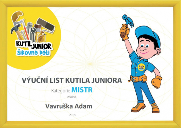 Kutil Junior mistr - výuční list (Zdroj HELUZ)