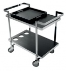 Servírovací stolek Trolley vysoce lesklý bílý lak nebo dub ebony (v. 75, š. 80, h. 45 cm), bílý 31 300 Kč, tmavý 29 600 Kč, design Frederic Ruyant (LIGNE ROSET)