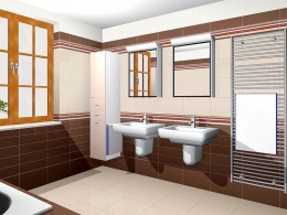 Umyvadlo Subway 65 x 51 cm s krytem sifonu a povrchovou úpravou pro snazší údržbu Ceramic Plus, cena 8 125 Kč bez DPH, zrcadlové skříňky Royal 10 (vyrábí KEUCO) stojí 22 000 Kč bez DPH, vysoká skříňka Subway, cena 23 175 Kč bez DPH 