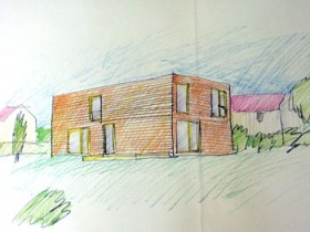 Takto by měl vypadat Michaelin budoucí rodinný dům, zatím je jeho podoba jen v nákresu architekta