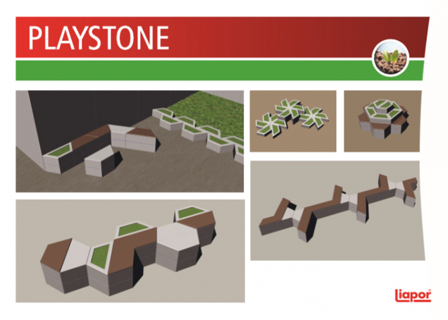 Představujeme vám Playstone – multifunkční prvek vyrobený z lehkého keramického betonu. Už z jeho názvu vyplývá, že si s ním můžete při plánování zahrady opravdu vyhrát. Díky tvaru rovnoramenného lichoběžníku jej totiž můžete skládat do různých sestav a vytvářet tak plochy s hladkým i členitým povrchem. (Zdroj: Liapor)