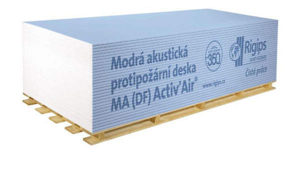 Modré akustické protipožární desky Activ´Air (Rigips)