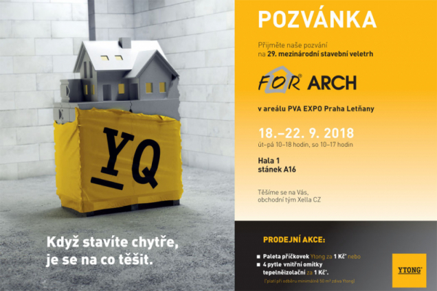 Zajímá vás, jak zrychlit a zefektivnit výstavbu a současně dodržet veškeré normy? Potkejte se s odborníky společnosti Xella CZ na odborné konferenci Ytong Dialog nebo na veletrhu For Arch.