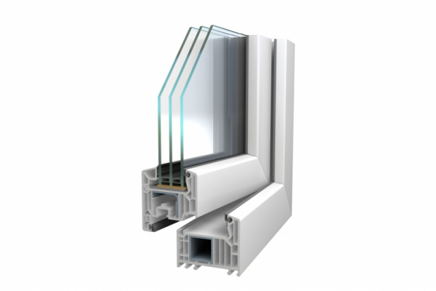 Průřez okenním profilem třídy A – VEKA SOFTLINE 82 (Zdroj: VEKA)