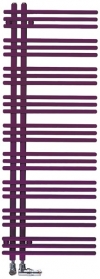 K doladění či oživení koupelny je možné vybírat z široké palety barev. Koupelnový radiátor Zehnder Yucca asymetrický, 1 304 x 478 mm, jednořadové provedení, barva tmavě fialová, cena (bez DPH) 15 876 Kč