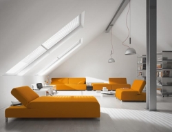 Sedací souprava Scroll, design Studio Vertijet, plochý korpus, jednotlivé elementy, nastavitelná záda, snímatelný potah v látce, kůže, cena od 158 800 Kč, STOPKA