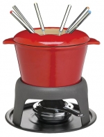 Litinové fondue (KITCHEN CRAFT), povrchová úprava smalt, šest barevně odlišených vidliček, cena 1 495 Kč, NAOKO