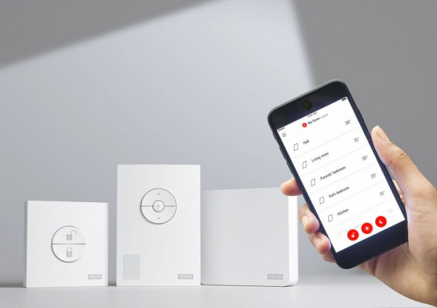 Řídicí jednotka zdravého vnitřního prostředí VELUX ACTIVE KIX 300, mobilní aplikace pro Android i iOS, kompatibilní s Apple HomeKit a Google Assistant (VELUX)