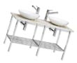  Dvojumyvadlo Terazzo classica Rela (LINEA BETA) zabere prostor 130 x 55 cm, skládá se ze dvou kulatých umyvadel (45 cm) posazených na desce pokryté skleněnou mozaikou, cena 72 590 Kč, IL BAGNO 
