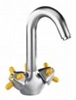  Umyvadlová baterie Desy, design Marco Battaglia pro OTTONE MELODA, matný chrom a plast, v. 150 mm, cena 4 599 Kč, IL BAGNO 