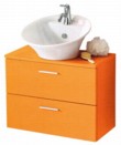  Sestava Spot (LAVELLE), lamino, dvířka z MDF lakované na odstín mandarino (mat), dva výsuvné koše, top 2 cm, umyvadlo, rozměry (70 x 51,2 cm, hloubka 35 cm), cena 32 224 Kč, ITALIA INTERIOR-DESIGN 