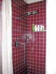  Sprchový kout je vybaven masážní sprchou Freehander (GROHE) a ruční sprchou s masážní přepínatelnou hlavicí. Funkce Stop a Eco omezuje sprchování pouze na jednu hlavici., prodává GEOS 