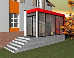 V první variantě se zimní zahrada vyznačuje výraznějším moderním stylem