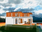 Prosluněné fasády rodinného domu v Praze. Čím větší je stavba, tím snažší a levnější je řešit ji jako nízkoenergetickou. Projekt: Pavel Šmelhaus