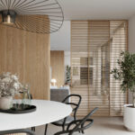 Posuvné dveře IDEALINE WOOD HORIZONTAL v posuvu do stropu PREMIUM. Foto: JAP FUTURE