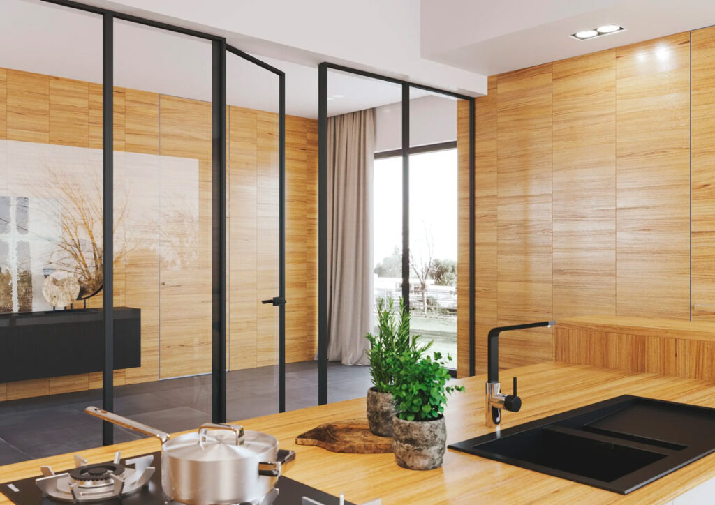 Otočné dveře IDEA v zárubni GARDE. Foto: JAP FUTURE